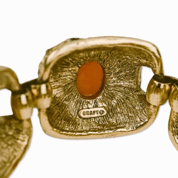 Vintage GEM-CRAFT Stamped Etruscan Style Gold-Tone Revival Cameo Link Bracelet - Picture 5 of 7